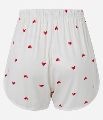 Short De Pijama em Viscose Com Estampa de Coração