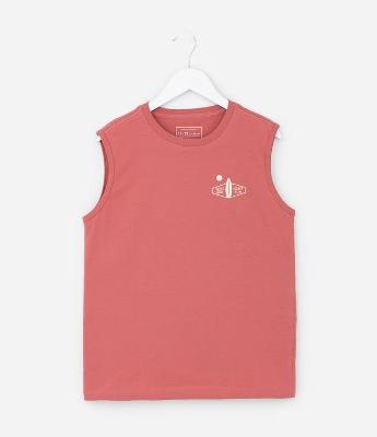 Regata Infantil com Lettering Frente e Costas - Tam 5 a 14 Anos