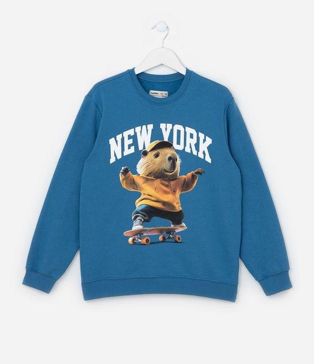 Blusão Infantil com Estampa Capivara Skatista - Tam 5 a 14 Anos - 2