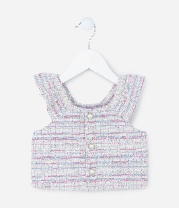 Blusa Infantil em Tweed com Botões Perolados - Tam 1 a 5 Anos - 1