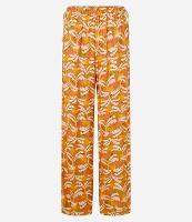 Calça Wide Leg em Twill com Amarração e Estampa de Folhagens - 1