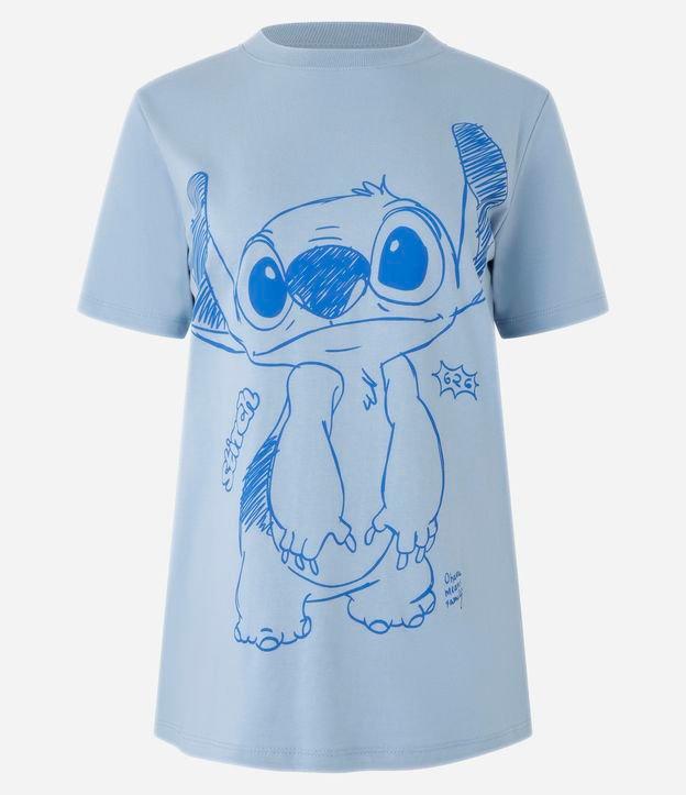 Camiseta Alongada em Algodão com Estampa Stitch - 1
