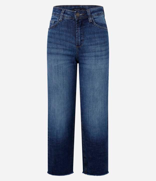Calça Reta Cropped em Jeans com Cintura Alta - 1