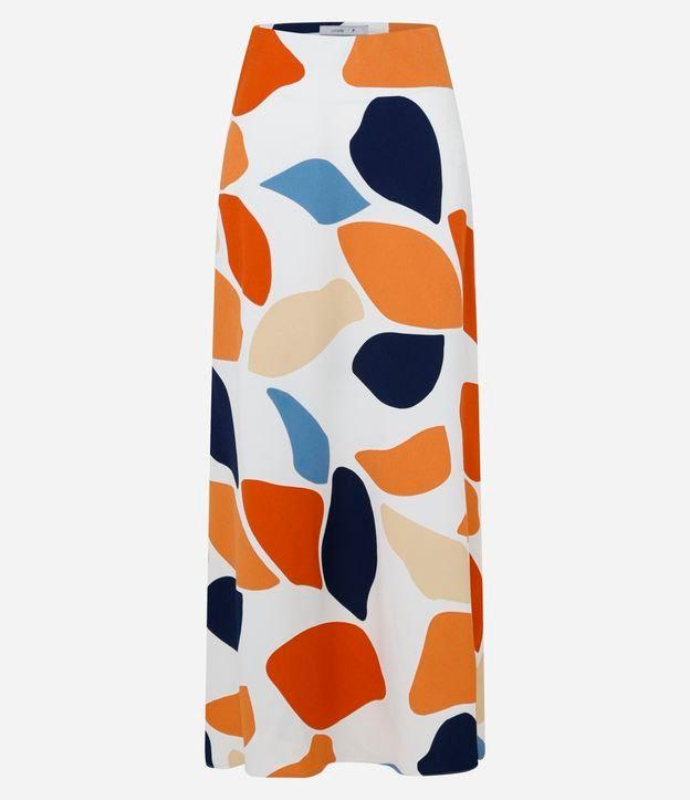 Saia Evasê em Crepe com Estampa Abstrata - 1