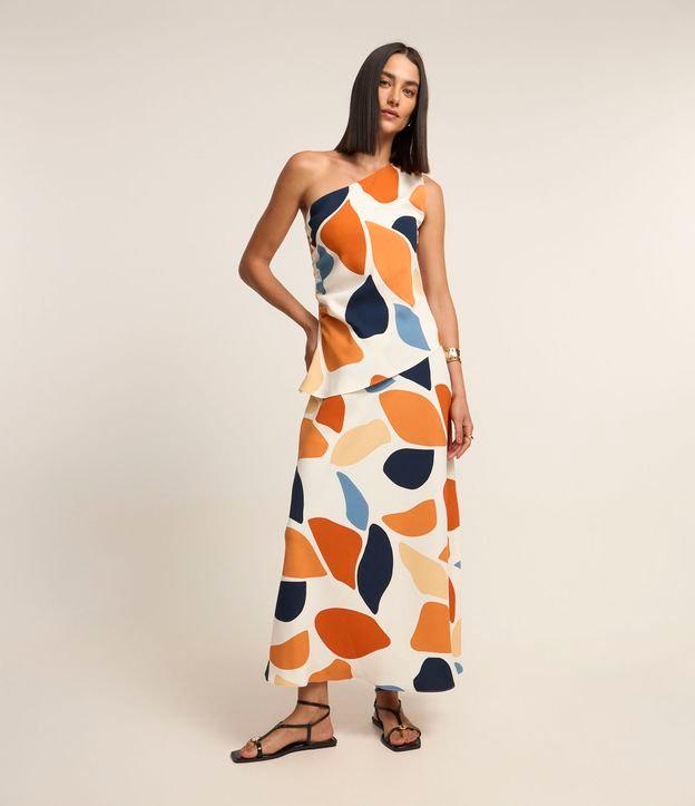 Saia Evasê em Crepe com Estampa Abstrata - 2