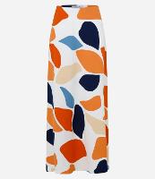 Saia Evasê em Crepe com Estampa Abstrata - 1
