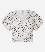 Blusa Texturizada com Estampa Poá e Decote Transpassado - 1