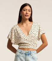 Blusa Texturizada com Estampa Poá e Decote Transpassado - 2