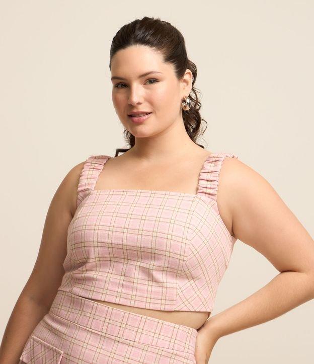 Top Cropped em Tweed Xadrez Curve & Plus Size - 1