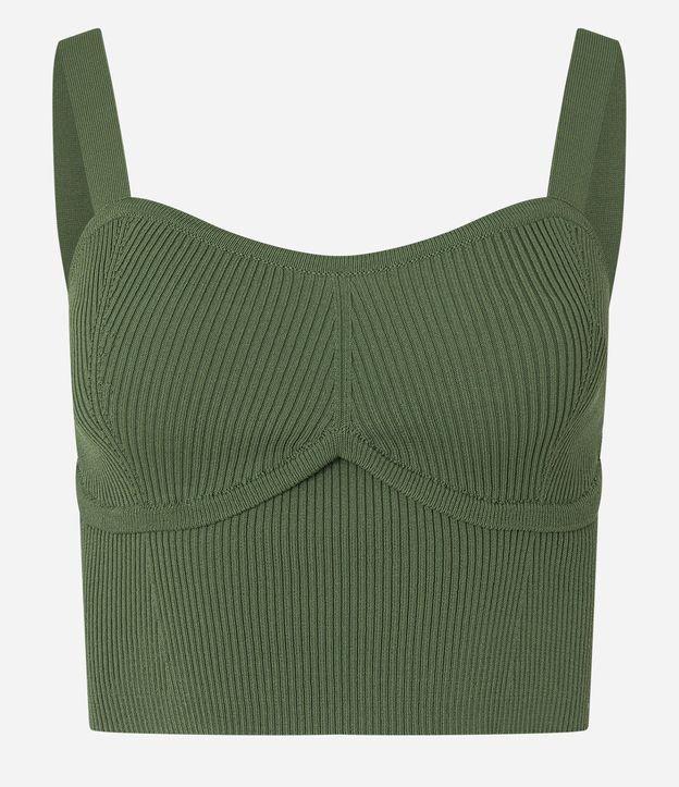 Blusa em Tricô com Decote Coração e Textura Canelada - 1