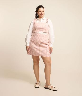 Saia Curta em Tweed Xadrez Curve & Plus Size
