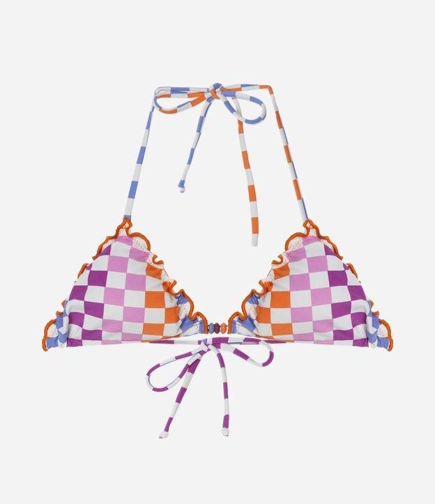 Biquíni Top Cortininha Em Microfibra Com estampa quadriculada - 1