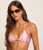 Biquíni Top Cortininha Em Microfibra Com estampa quadriculada - 2