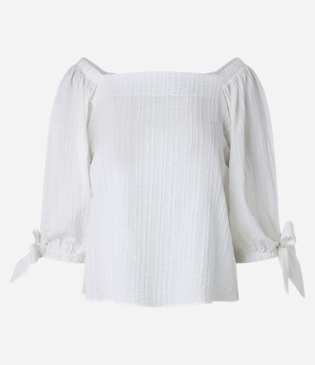 Blusa em Viscose com Decote Quadrado e Manga 3/4 com Amarração nos Punhos - 1