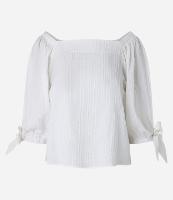 Blusa em Viscose com Decote Quadrado e Manga 3/4 com Amarração nos Punhos - 1