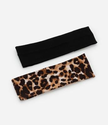 Kit 02 Faixas de Cabelo Animal Print em Poliéster