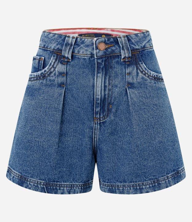 Short Mom em Jeans com Cós Interno Listradinho - 1