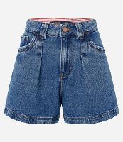 Short Mom em Jeans com Cós Interno Listradinho - 1