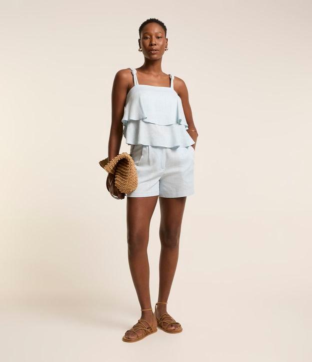 Bermuda Reta em Viscolinho com Cós Afaiatado - 2