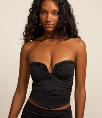 Blusa Cropped Corsetada com Decote V