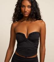 Blusa Cropped Corsetada com Decote V - 1