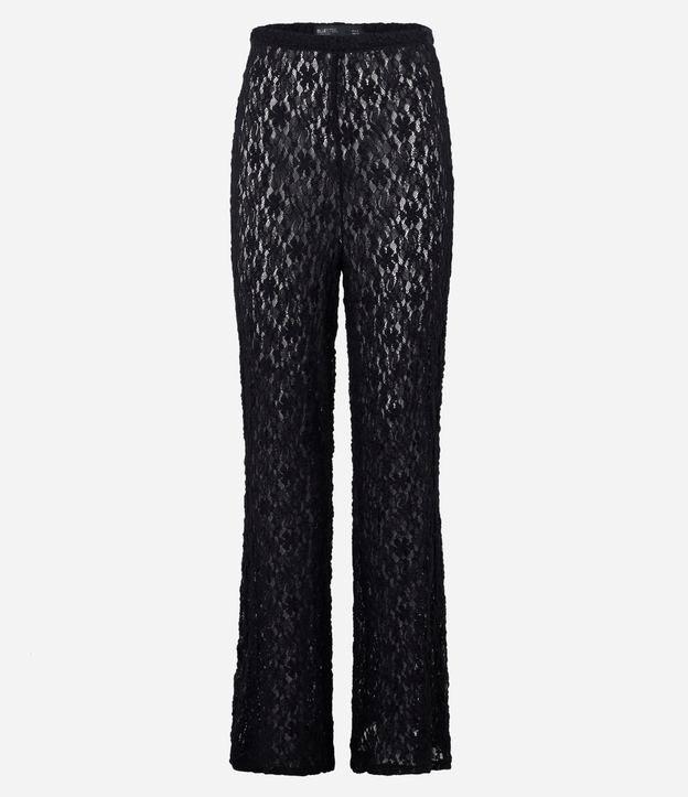 Calça Reta em Renda com Transparência - 1