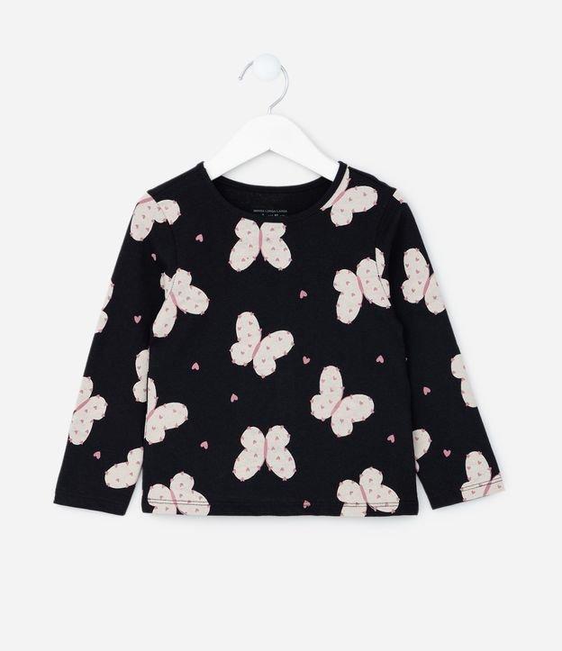 Blusa Infantil com Estampa de Borboletas - Tam 1 a 6 Anos - 1