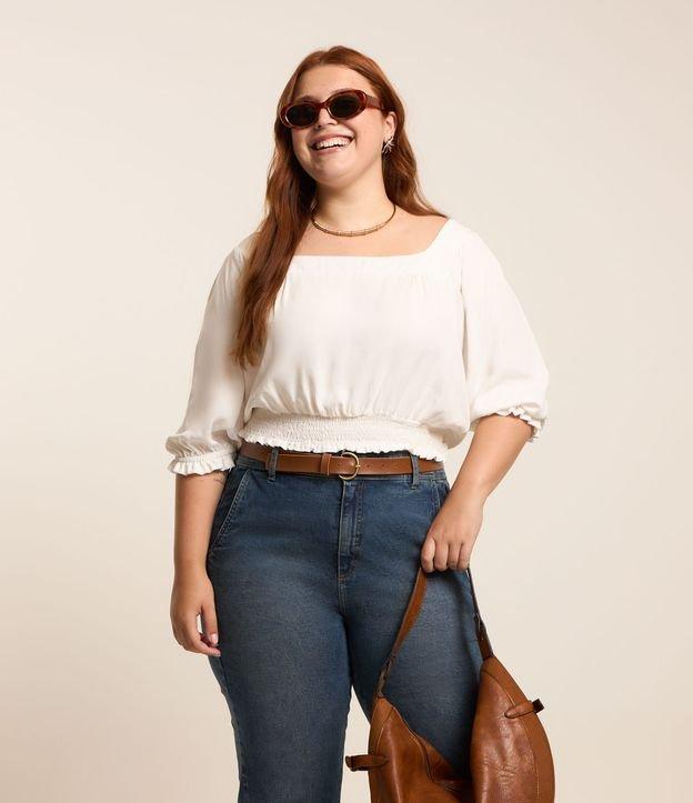 Blusa em Twill com Manga Bufantes Curve & Plus Size - 2
