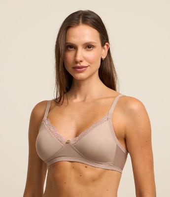 Sutiã Sem Bojo em Microfibra com Aro e Detalhe de Renda DelRio