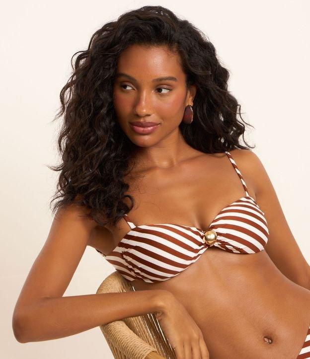 Biquíni Top Bandeau Estampa Listras com Aviamento Central - 2
