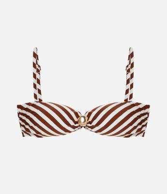 Biquíni Top Bandeau Estampa Listras com Aviamento Central
