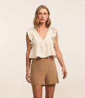 Blusa Texturizada em Chiffon com Babados nos Ombros e Amarração - 2