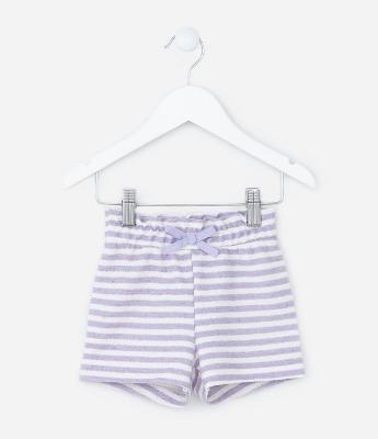 Bermuda Infantil em Moletinho com Listras - Tam 0 a 18 meses