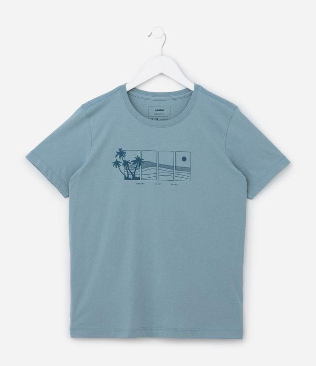 Camiseta Infantil com Estampa Paisagem de Praia - Tam 5 a 14 Anos - 1