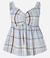 Blusa sem Mangas em Tricoline com Estampa Xadrez - 1