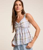 Blusa sem Mangas em Tricoline com Estampa Xadrez - 2