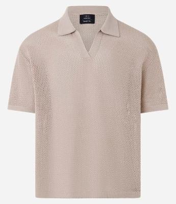 Camisa Polo Comfort em Tricô com Ponto Aberto