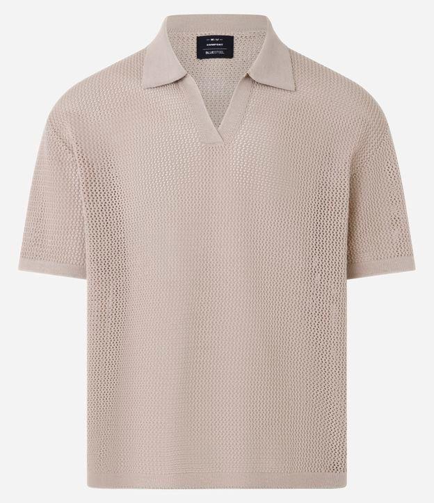 Camisa Polo Comfort em Tricô com Ponto Aberto - 1