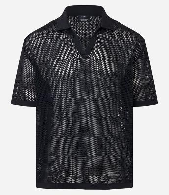 Camisa Polo Comfort em Tricô com Ponto Aberto