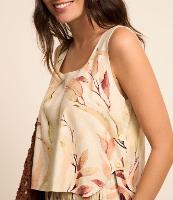 Blusa sem Manga em Viscolinho com Decote Quadrado e Botões nas Laterais - 1