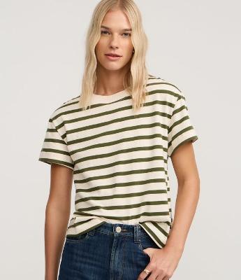 Camiseta Slim em Algodão com Listras