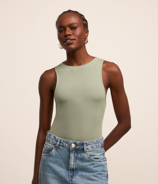 Body Regular em Microfibra com Gola Halter e Abertura nas Costas - 1