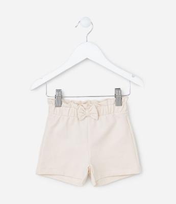 Short Clochard Infantil em Moletom com Laço - Tam 0 a 18 meses