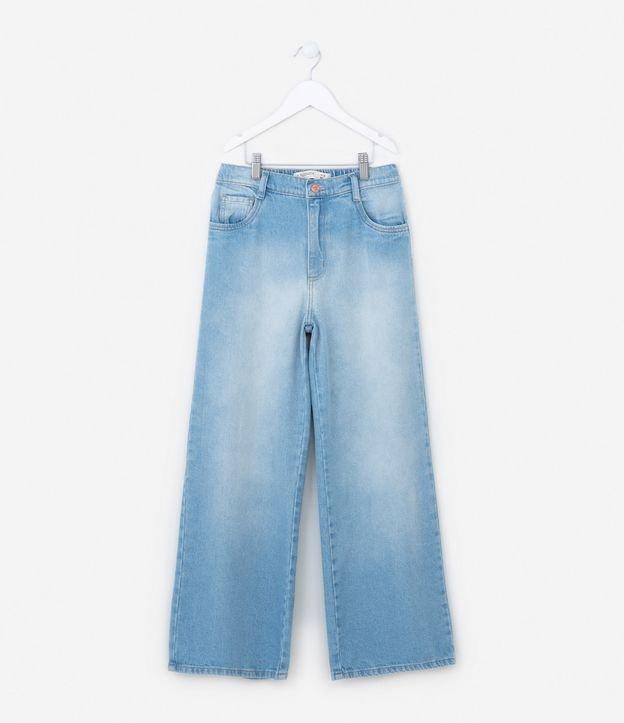 Calça Wide Leg Infantil em Jeans com Lavagem - Tam 5 a 14 Anos - 1