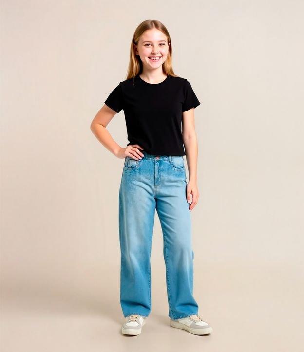 Calça Wide Leg Infantil em Jeans com Lavagem - Tam 5 a 14 Anos - 2