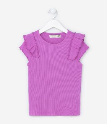 Blusa Infantil em Ribana com Babadinhos - Tam 5 a 14  Anos