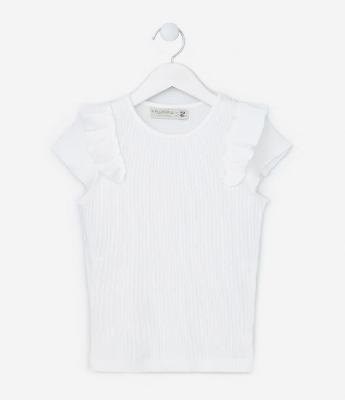 Blusa Infantil em Ribana com Babadinhos - Tam 5 a 14  Anos