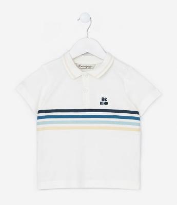 Polo Infantil em Piquet com Estampa Listras - Tam 1 a 5 Anos