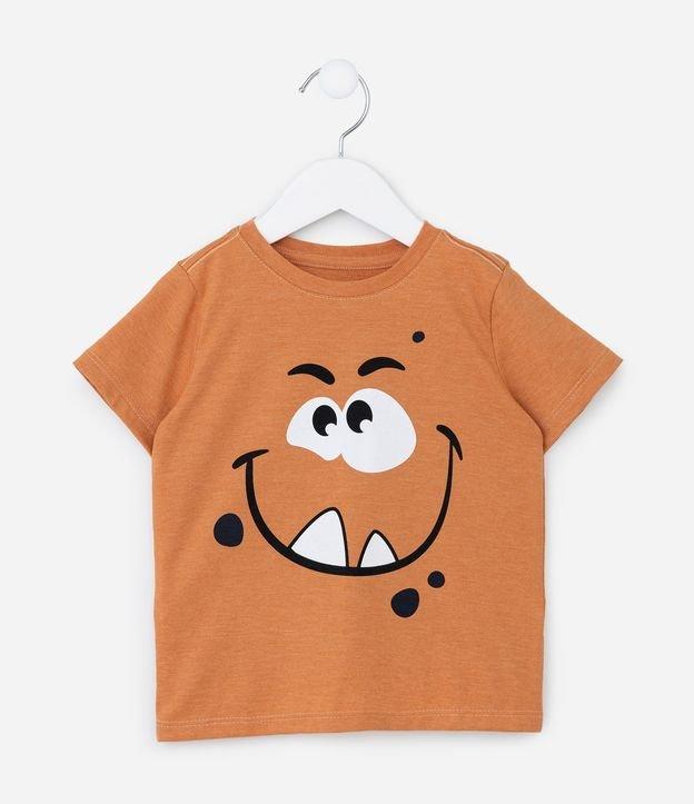 Camiseta Infantil com Estampa Carinha de Monstrinho - Tam 1 a 6 Anos - 1