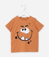 Camiseta Infantil com Estampa Carinha de Monstrinho - Tam 1 a 6 Anos - 1